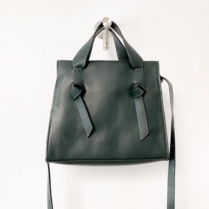 French Connection Preppy Casual  Chic Aria Knot‎ Detail Tote Hand Bag Green